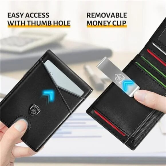 DRAVAN Wallet for Men Slim Mens Wallet RFID Blocking Front Pocket with Clip. Nib - Picture 3 of 3